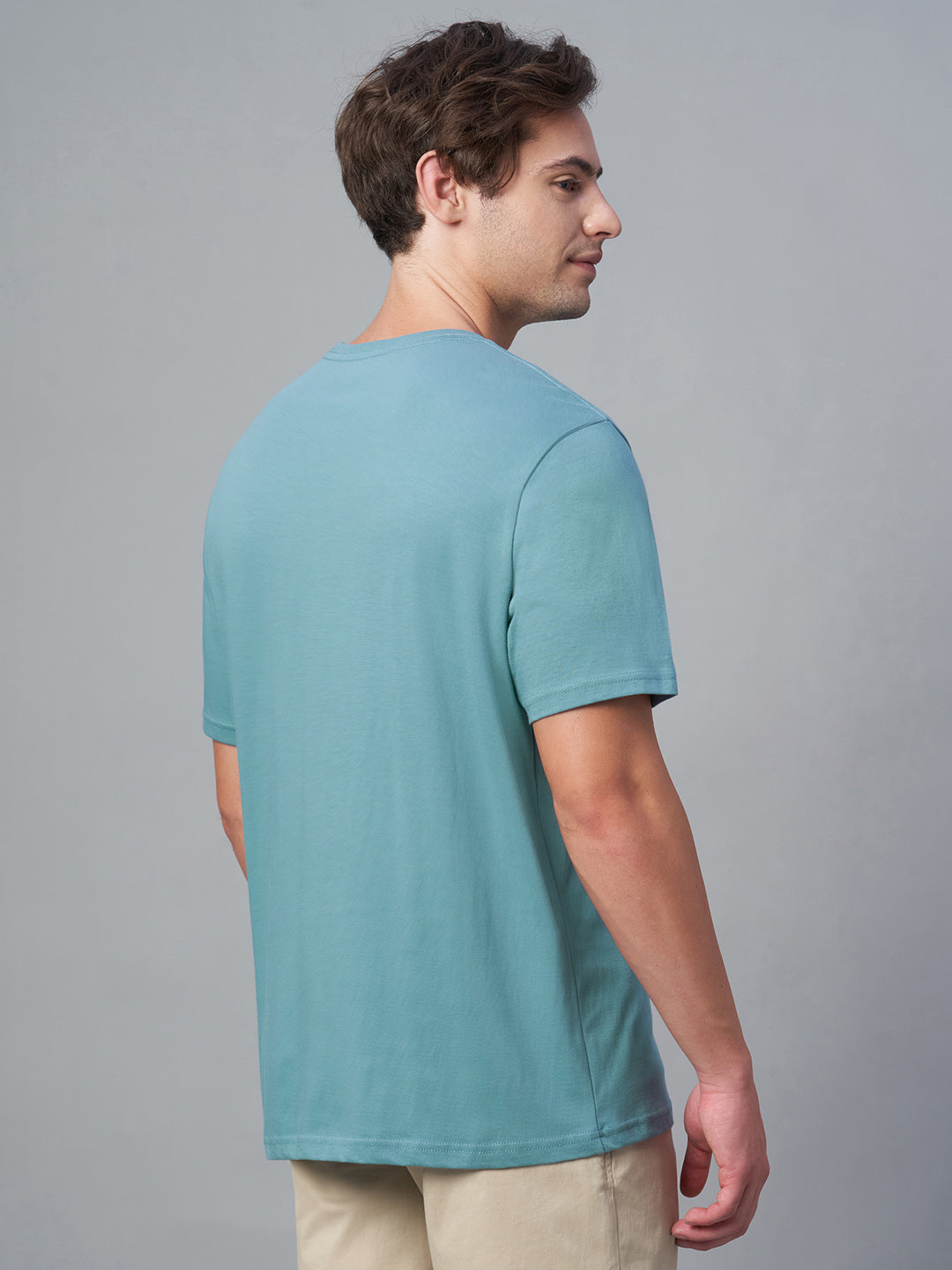 Men's Blue 100% Cotton Regular Fit Tshirt