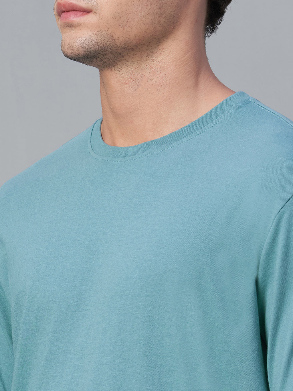 Men's 100% Cotton Crew Neck T Shirt Blue