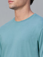 Men's 100% Cotton Crew Neck T Shirt Blue