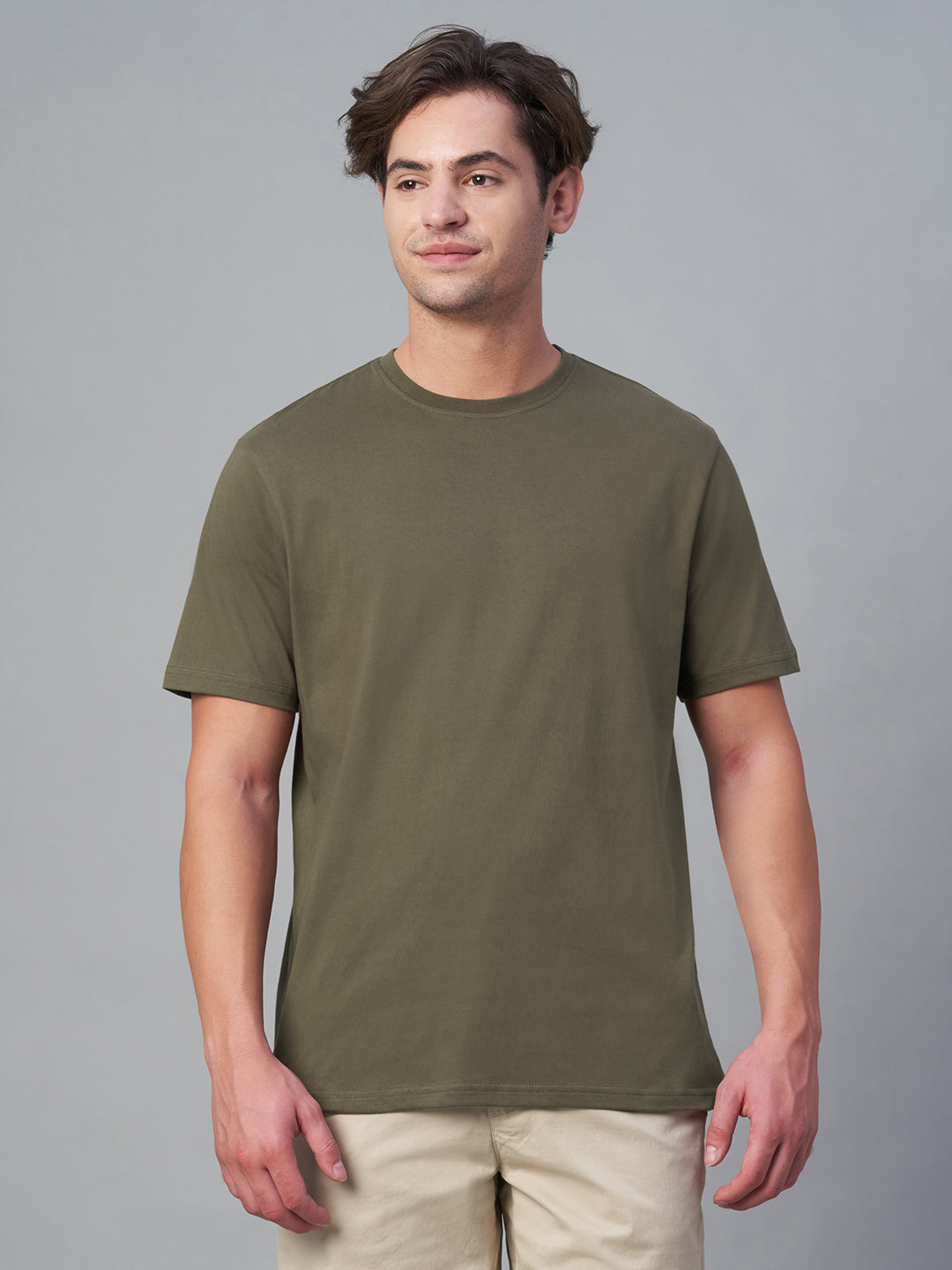 Men's Brown 100% Cotton Regular Fit Tshirt