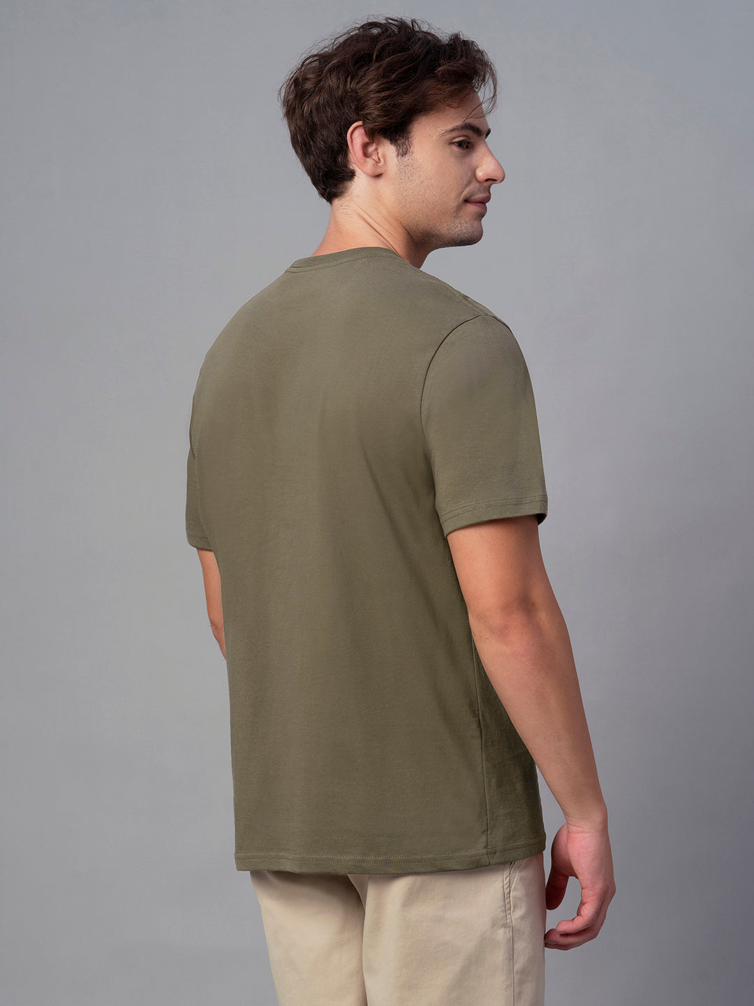 Men's Brown 100% Cotton Regular Fit Tshirt