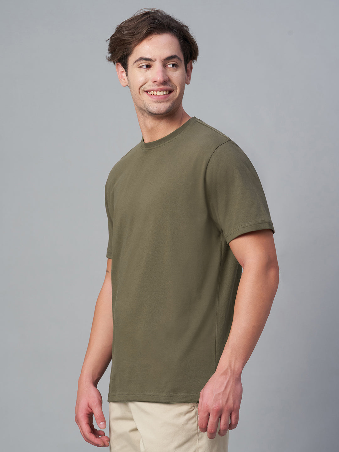 Men's Brown 100% Cotton Regular Fit Tshirt