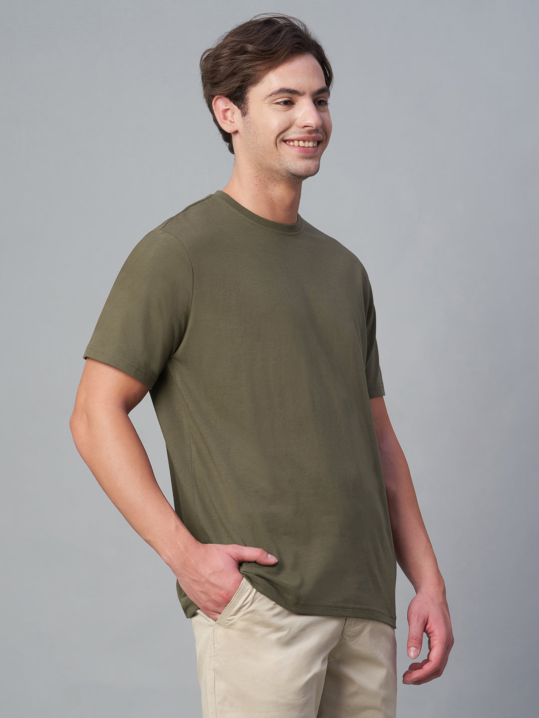 Men's Brown 100% Cotton Regular Fit Tshirt