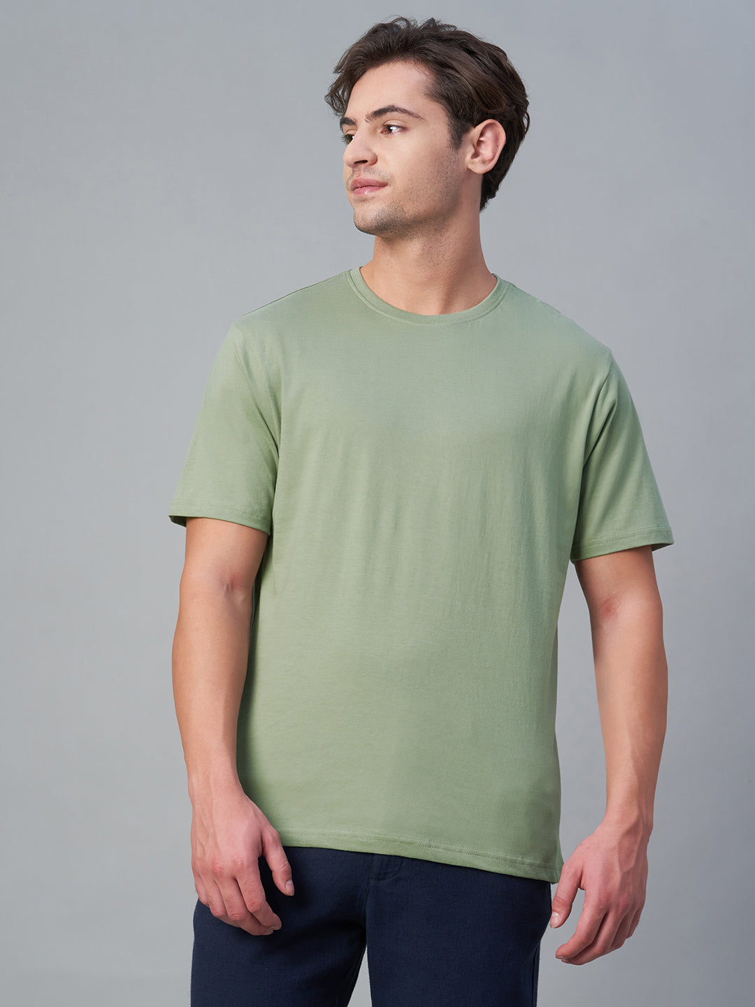 Men's Green 100% Cotton Regular Fit Tshirt