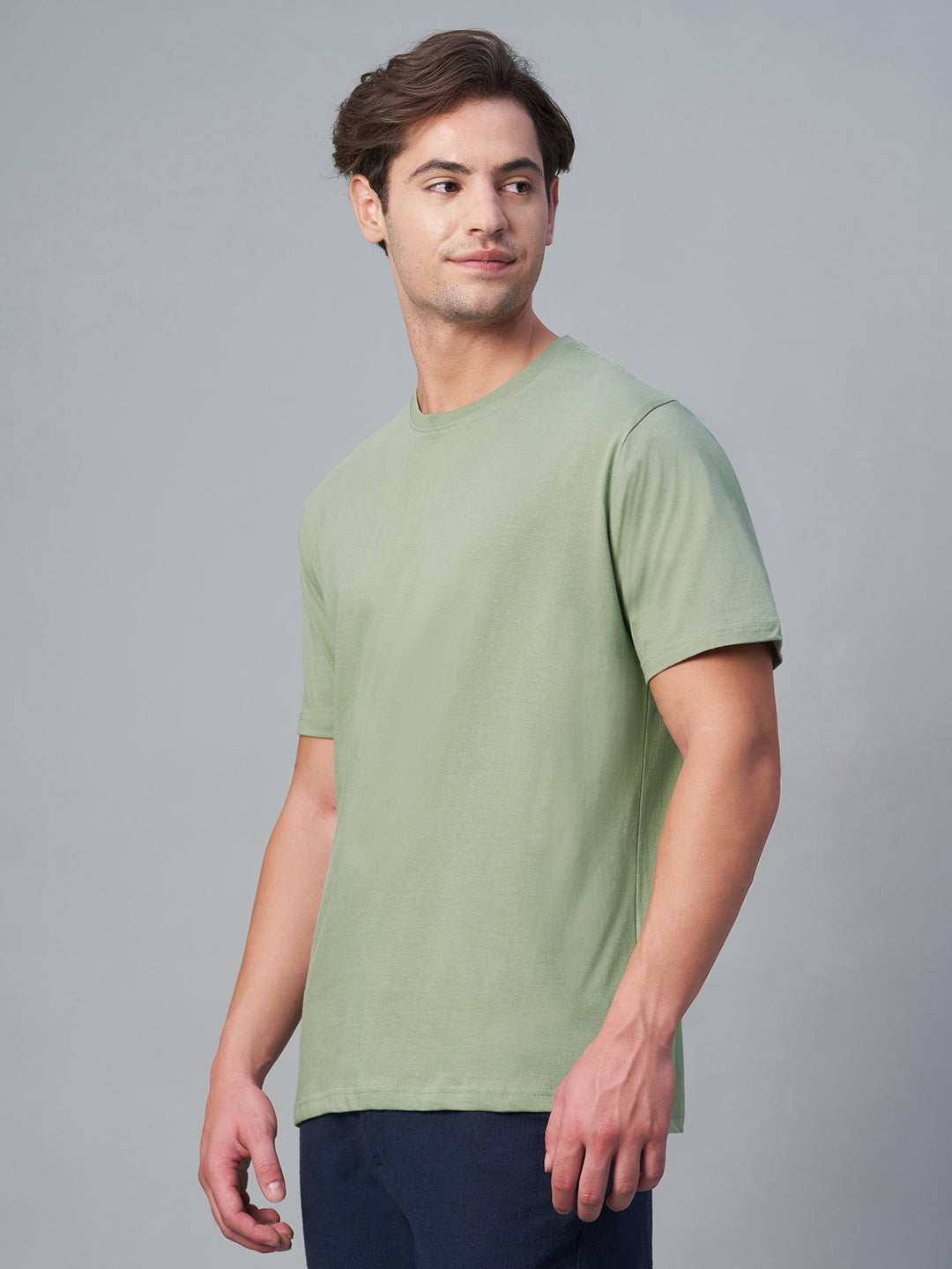 Men's Green 100% Cotton Regular Fit Tshirt