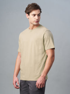 Men’s Cotton Regular Fit Round Neck T-Shirt Khaki