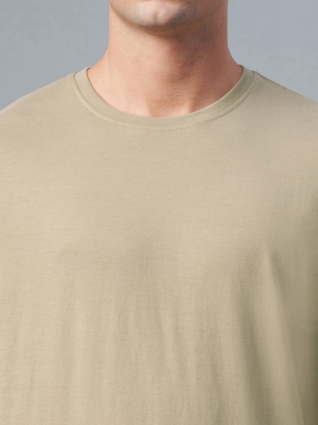 Men's 100% Cotton Round Neck T Shirt Khaki
