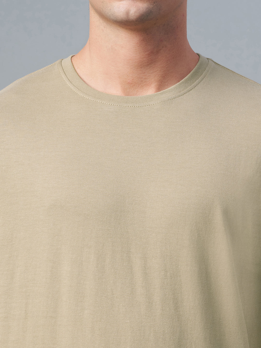 Men's 100% Cotton Round Neck T Shirt Khaki
