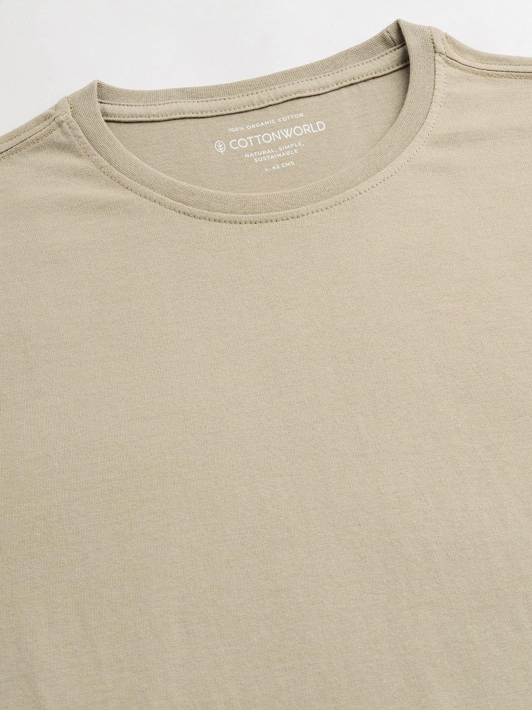 Men's 100% Cotton Round Neck T Shirt Khaki