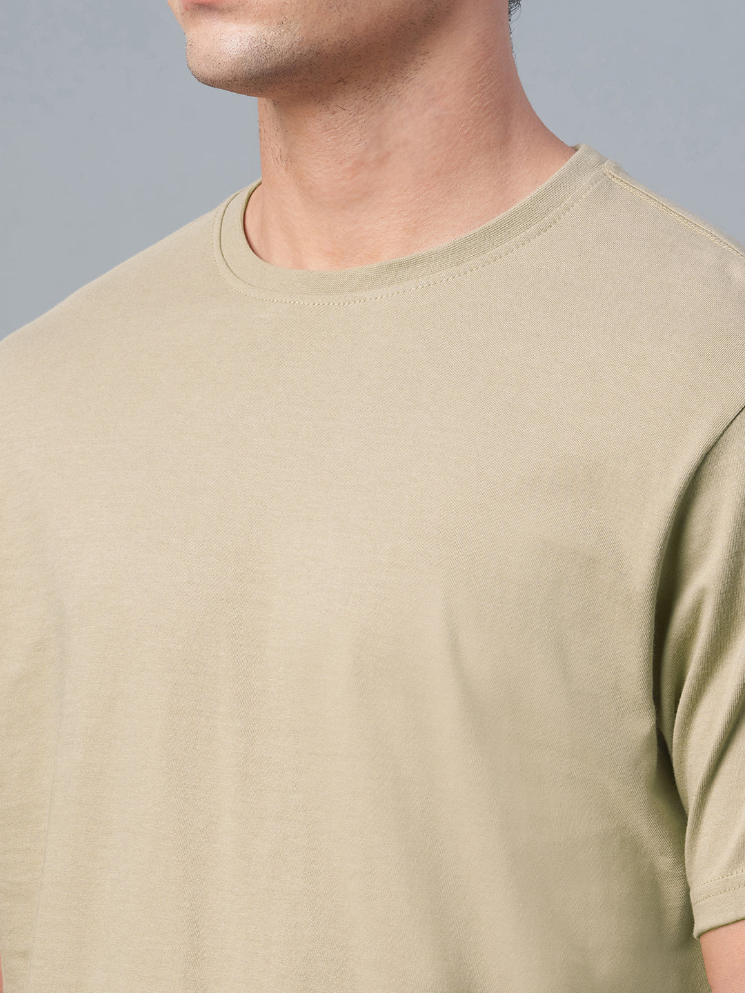 Men's 100% Cotton Round Neck T Shirt Khaki