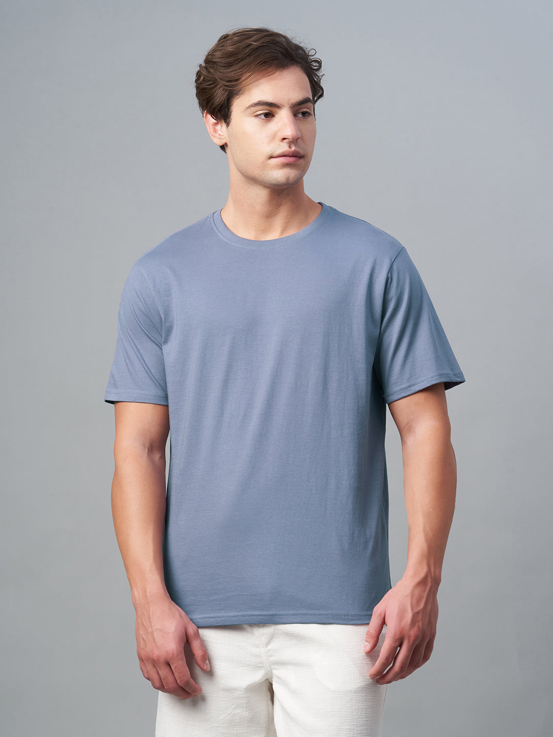 Men's Lavender 100% Cotton Regular Fit Tshirt