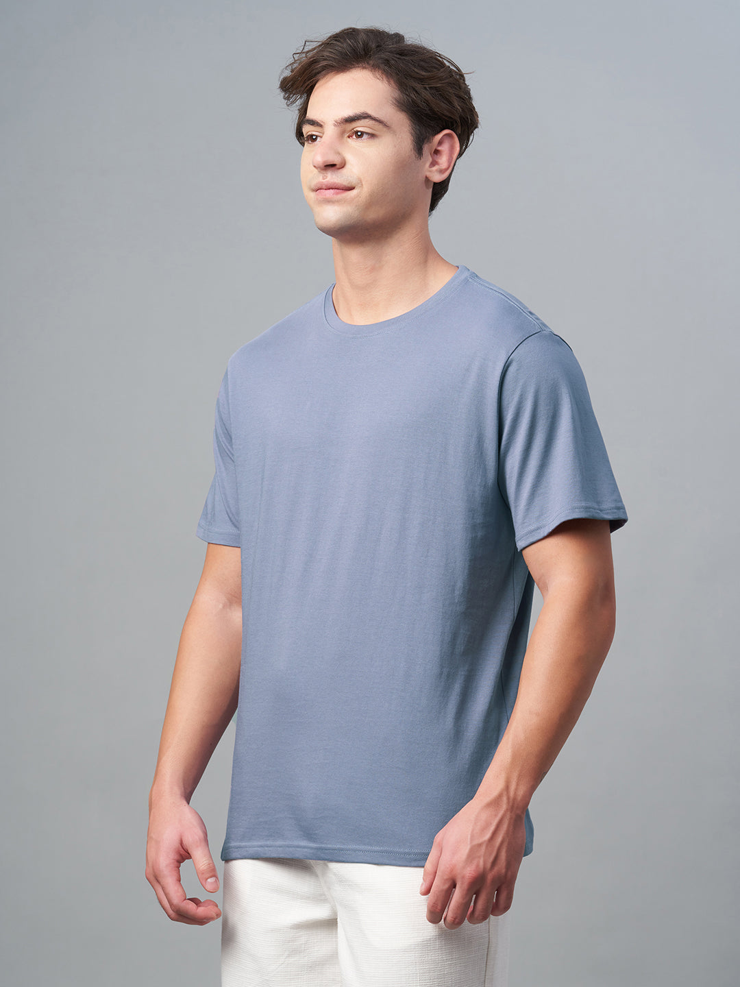 Men's Lavender 100% Cotton Regular Fit Tshirt