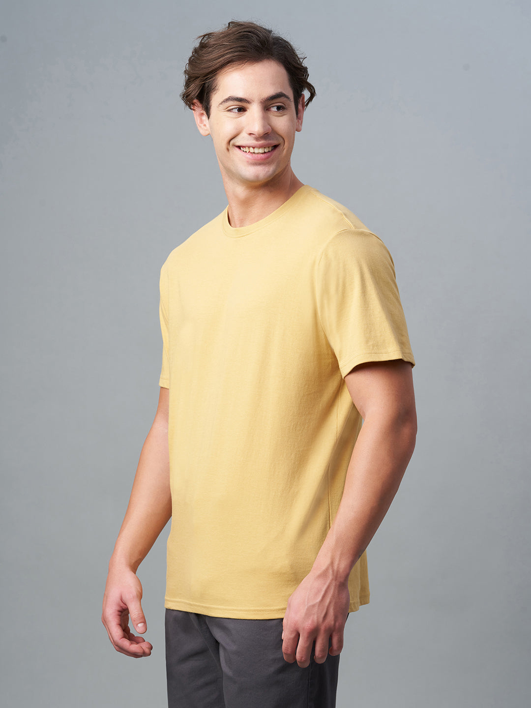 Men's Mustard 100% Cotton Regular Fit Tshirt