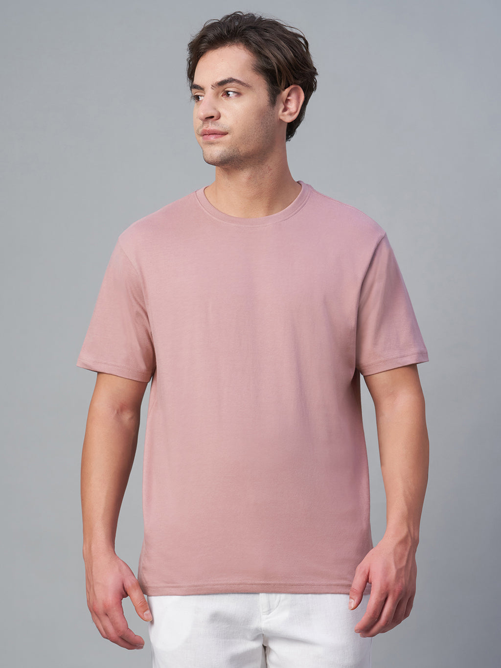 Men's 100% Cotton Round Neck T Shirt Pink
