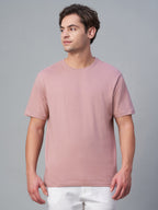 Men's 100% Cotton Round Neck T Shirt Pink