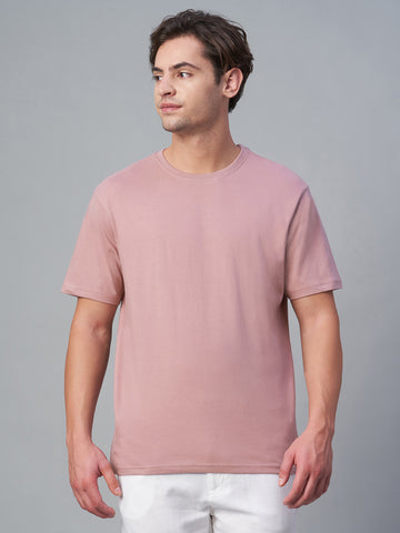 Men's 100% Cotton Round Neck T Shirt Pink