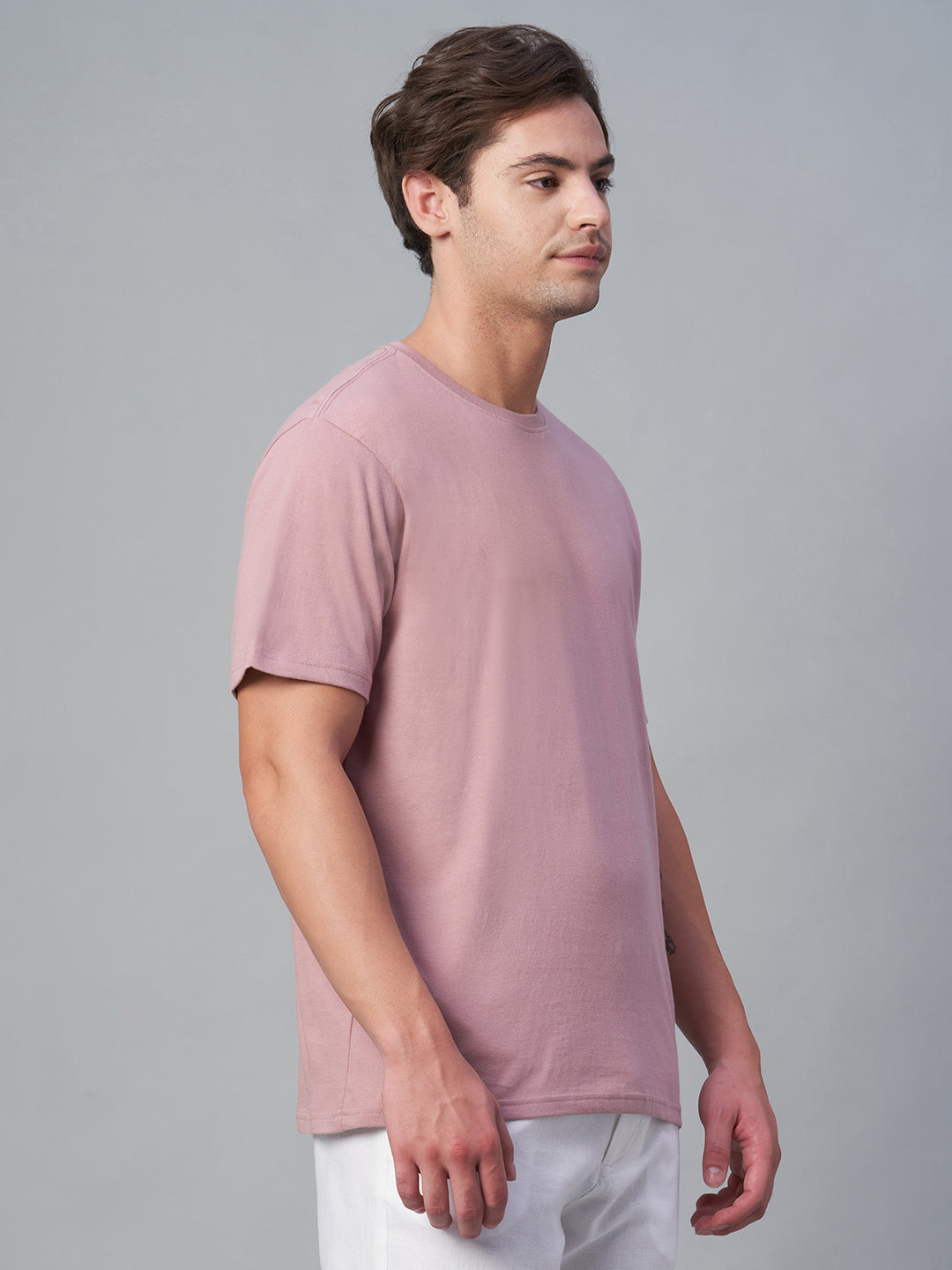 Men's Pink 100% Cotton Regular Fit Tshirt