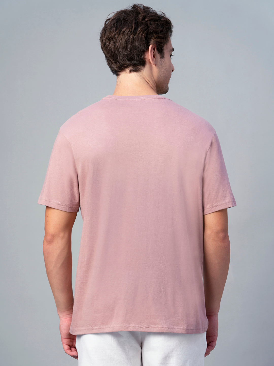 Men's Pink 100% Cotton Regular Fit Tshirt