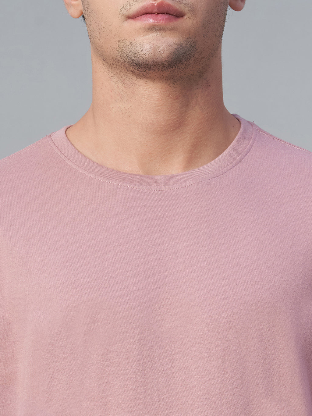 Men's 100% Cotton Round Neck T Shirt Pink