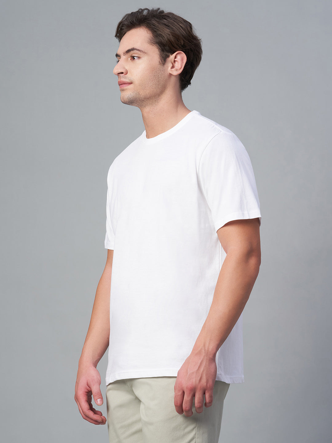 Men's White 100% Cotton Regular Fit Tshirt