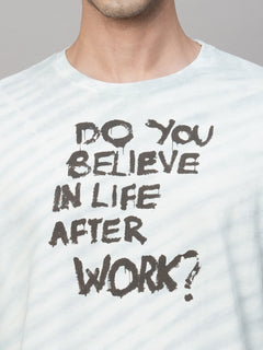 Men's Cotton Regular Fit Slogan Graphic T-Shirt Blue