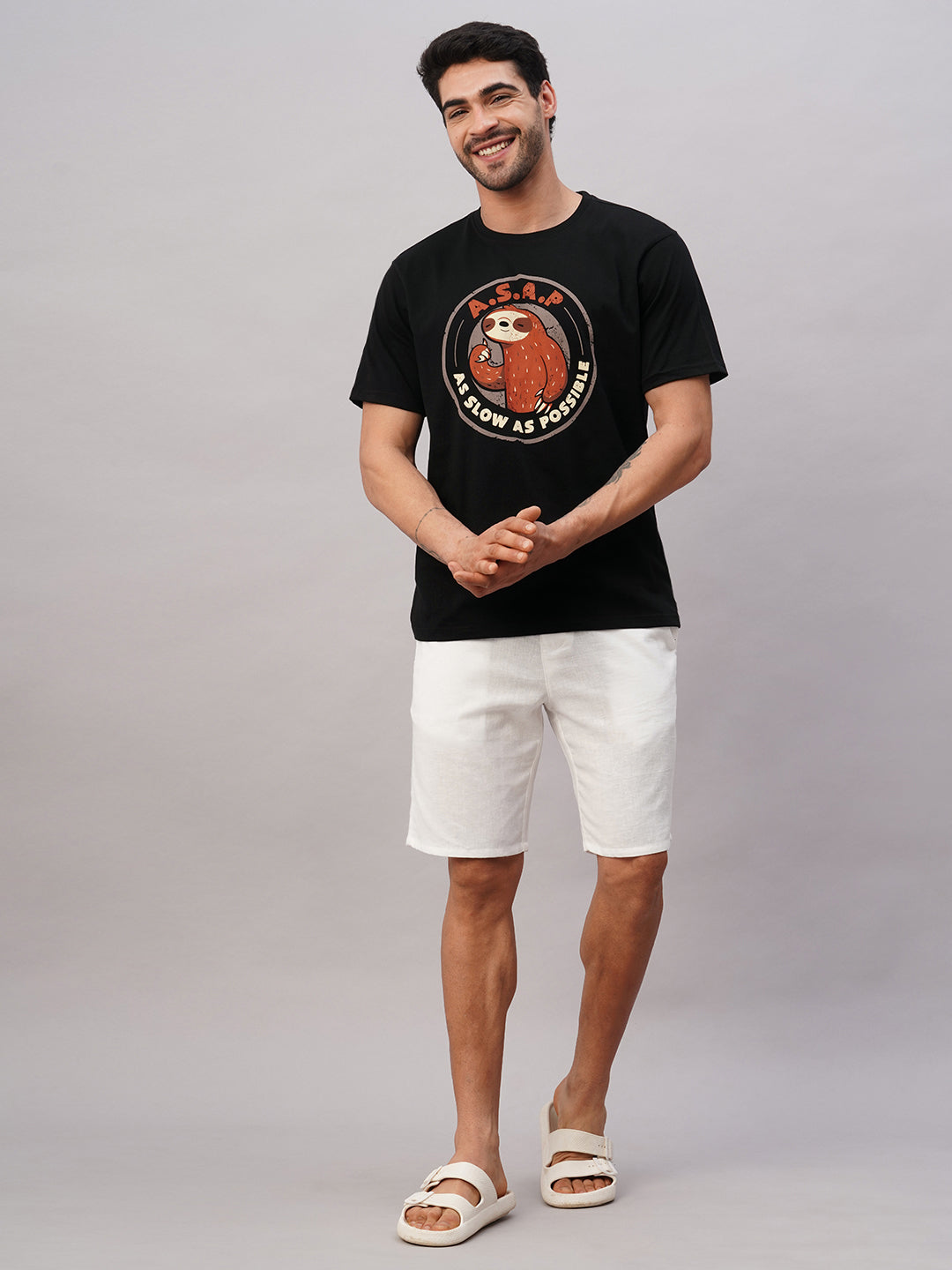 Men's Black Cotton Regular Fit Tshirt