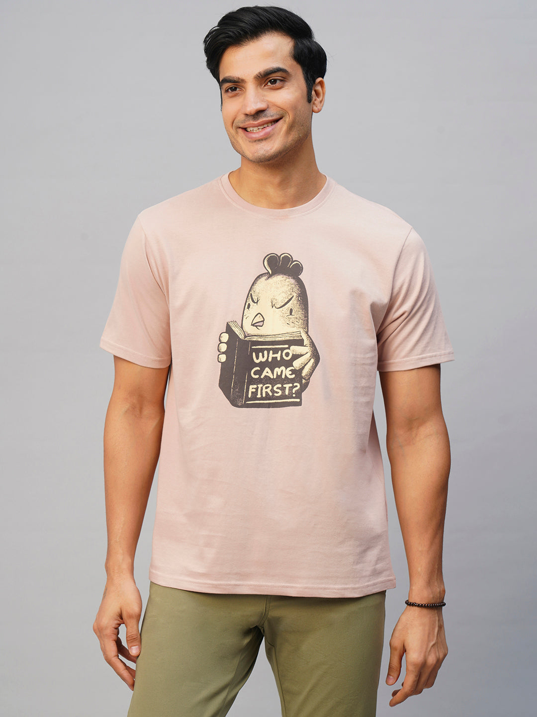 Men's Pink Cotton Regular Fit Tshirt