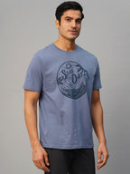 Men's Blue Cotton Regular Fit Tshirt