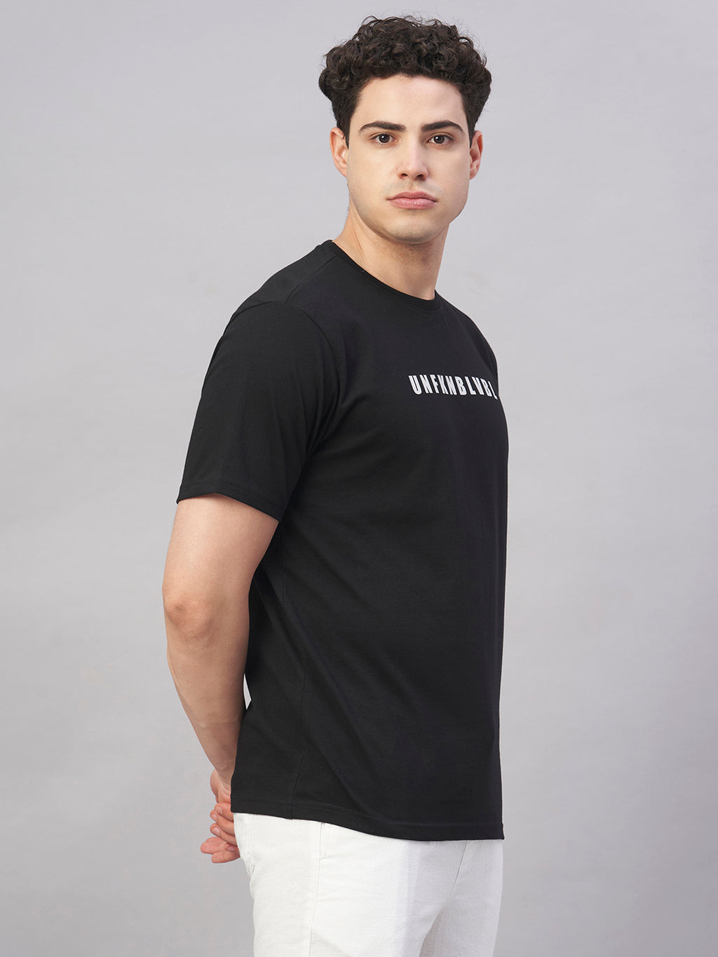 Men's Black 100% Cotton Regular Fit Tshirt