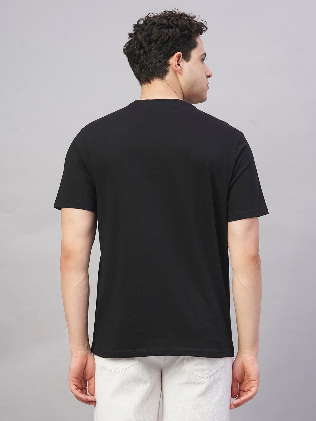 Men's Black 100% Cotton Regular Fit Tshirt