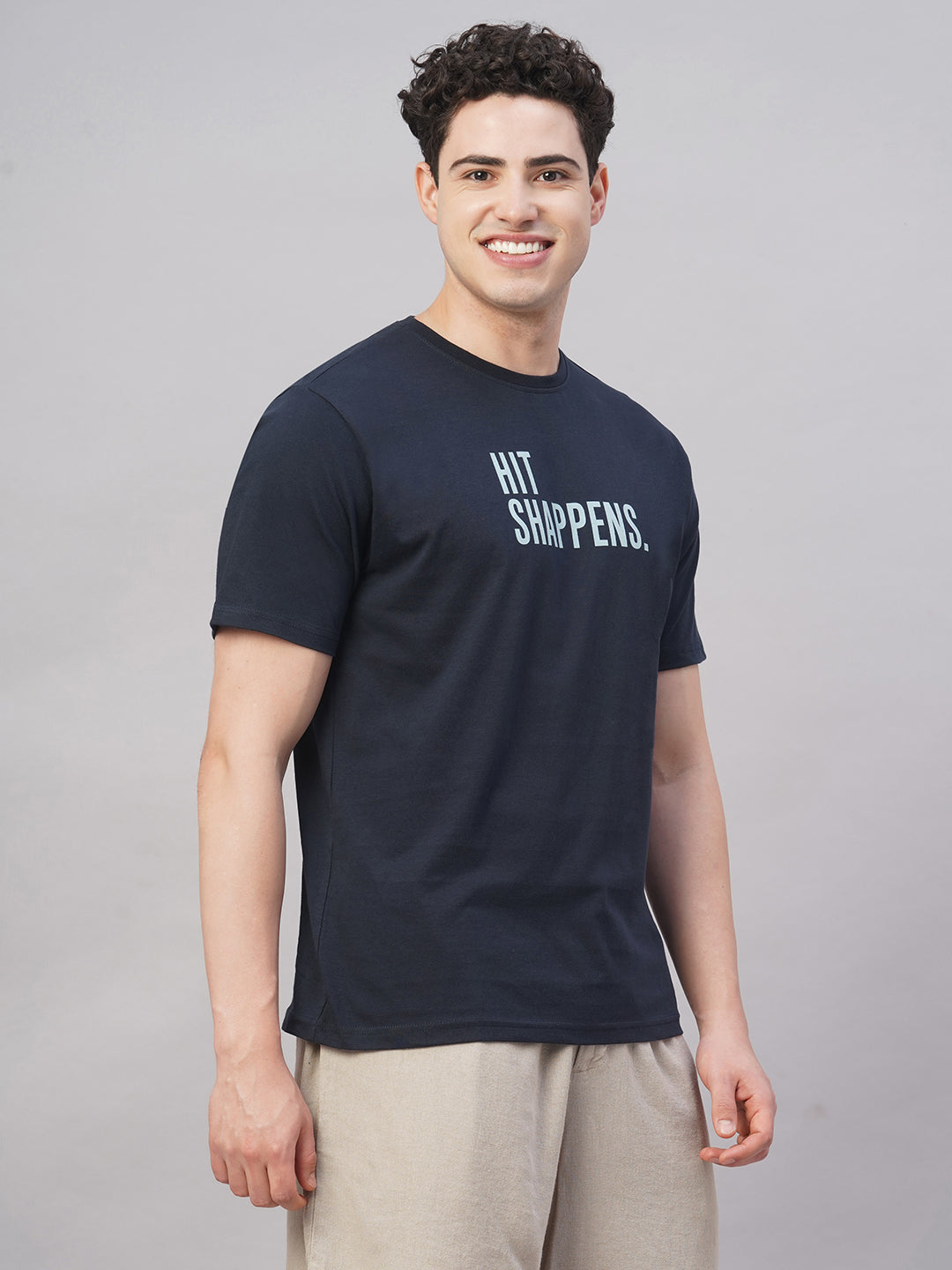 Men's Navy 100% Cotton Regular Fit Tshirt