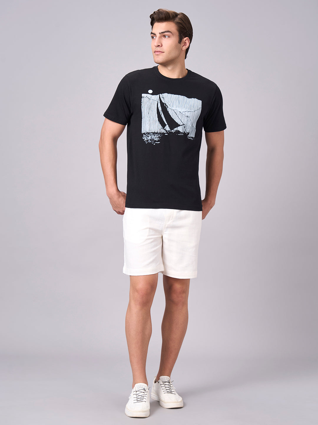 Men's Black 100% Cotton Regular Fit Tshirt