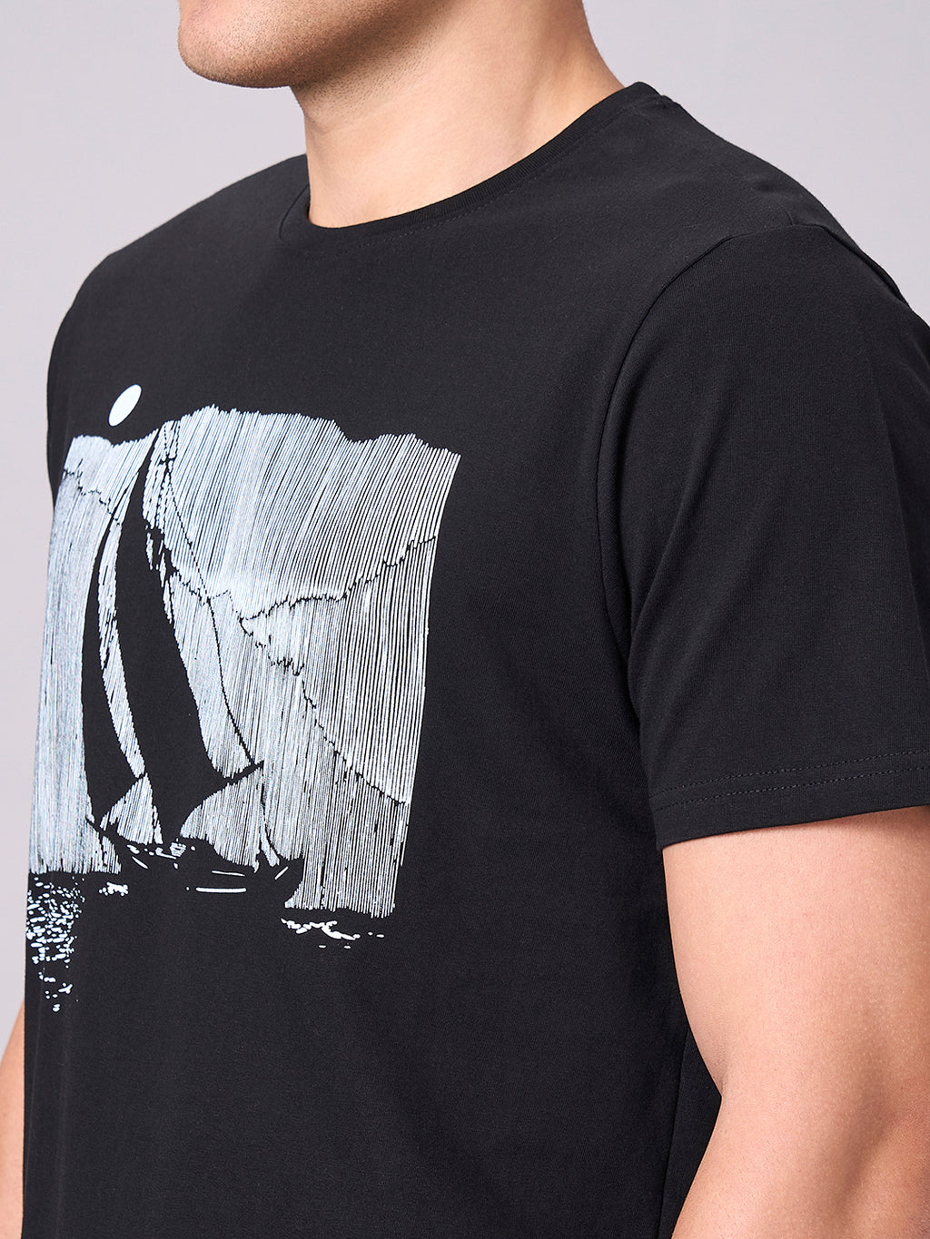 Men's Black 100% Cotton Regular Fit Tshirt