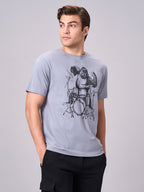 Men's Grey 100% Cotton Regular Fit Tshirt