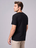 Men's Black 100% Cotton Regular Fit Tshirt