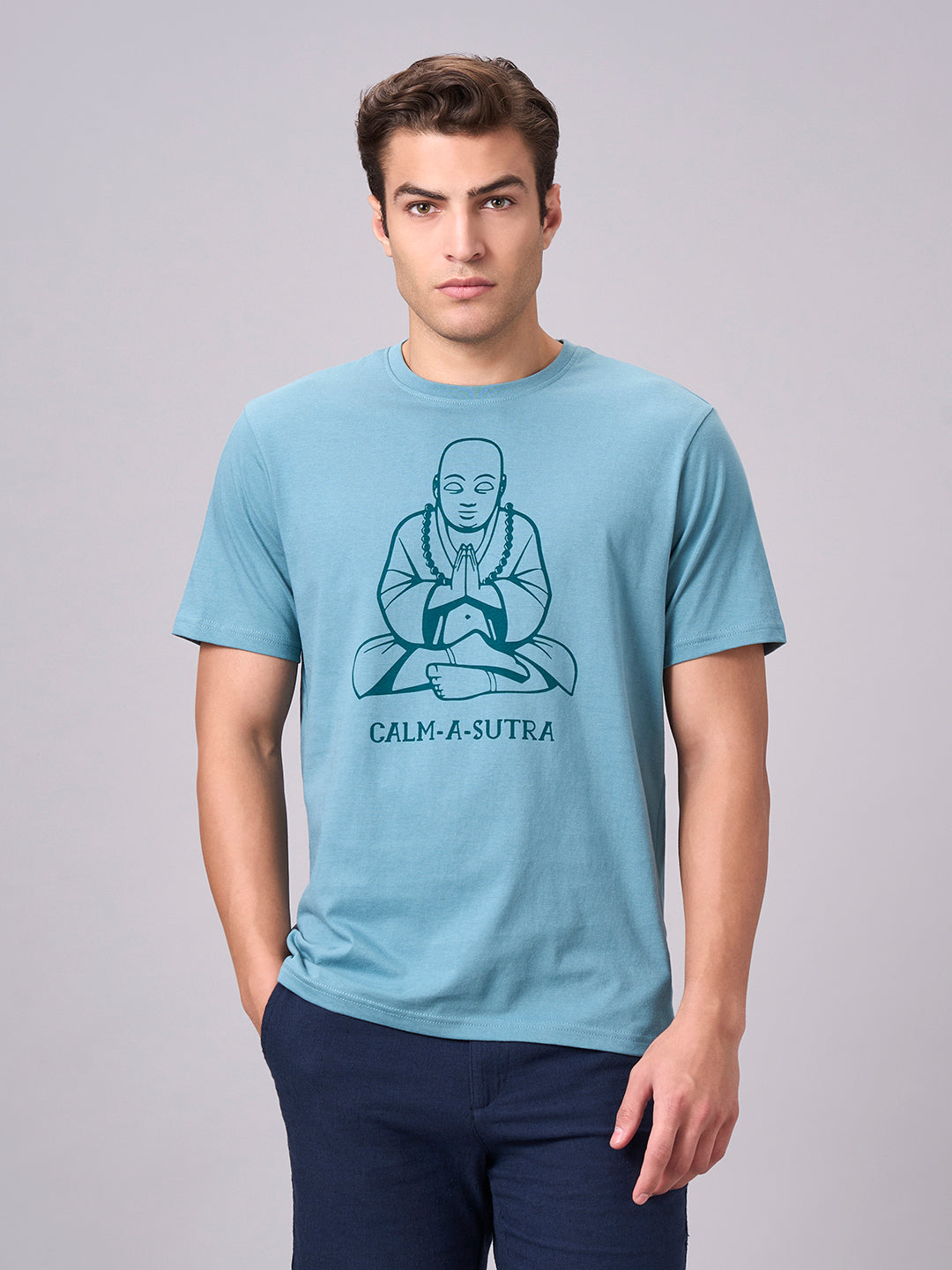 Men's Aqua 100% Cotton Regular Fit Tshirt