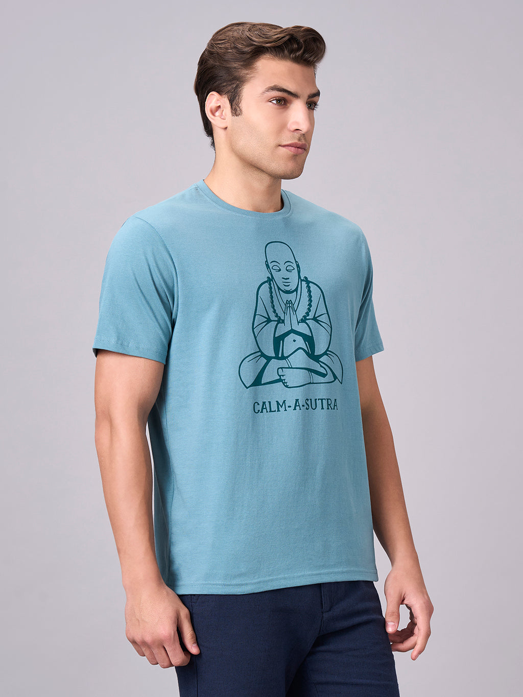 Men's Aqua 100% Cotton Regular Fit Tshirt