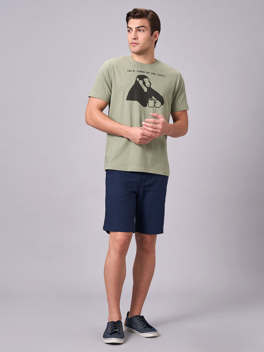 Men's Green 100% Cotton Regular Fit Tshirt