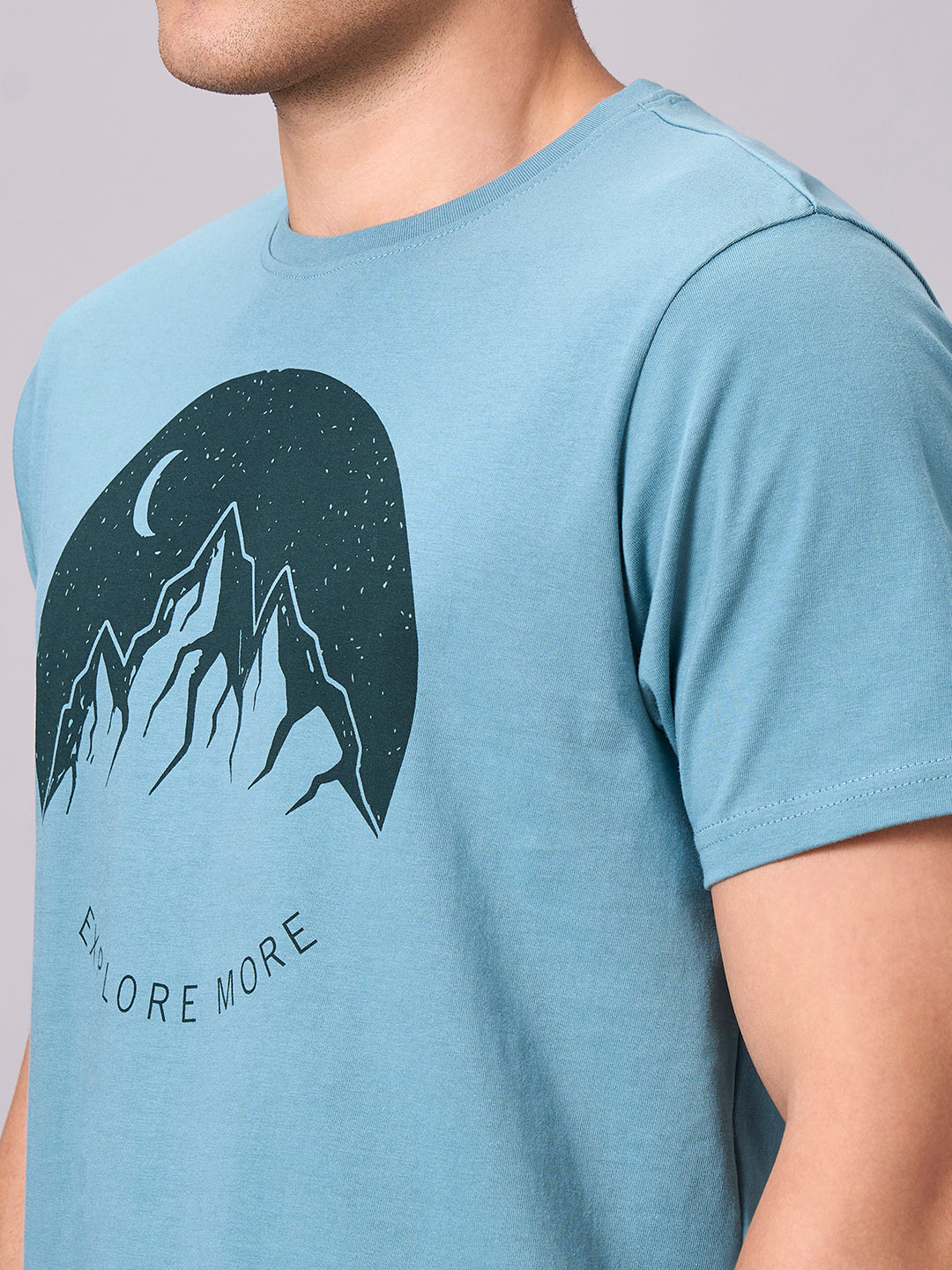 Men's Aqua 100% Cotton Regular Fit Tshirt