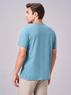 Men’s Cotton Regular Fit Half Sleeve Graphic T-Shirt Aqua