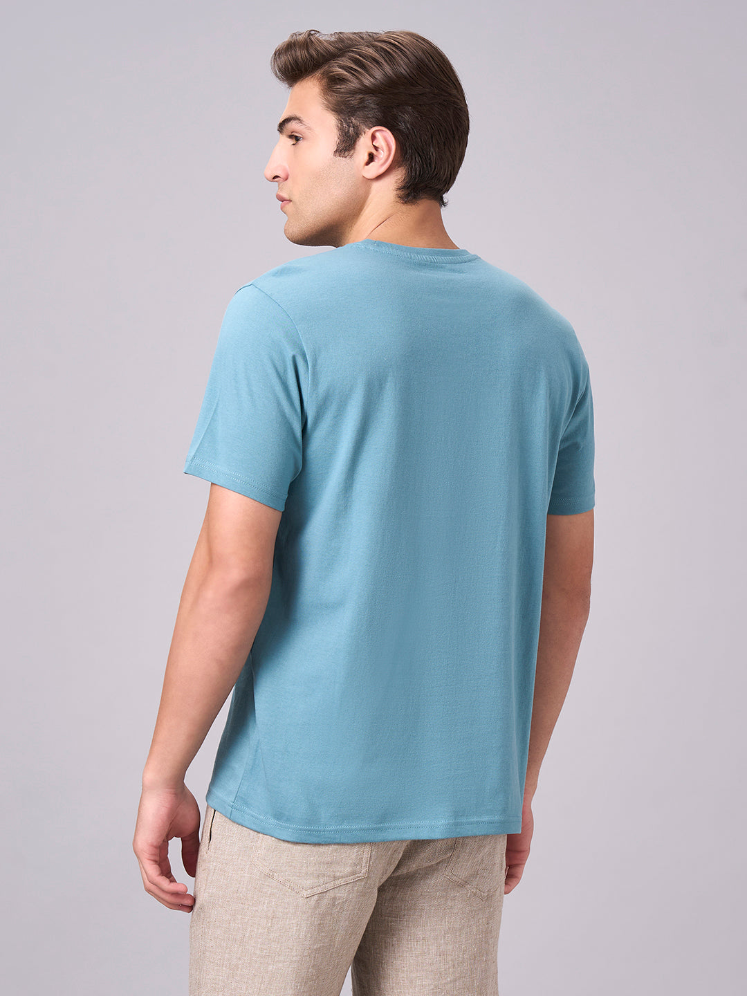 Men's Aqua 100% Cotton Regular Fit Tshirt