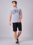 Men's Grey 100% Cotton Regular Fit Tshirt