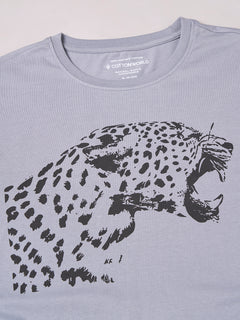 Men's 100% Cotton Regular Fit Half Sleeves Graphic T-shirt Grey