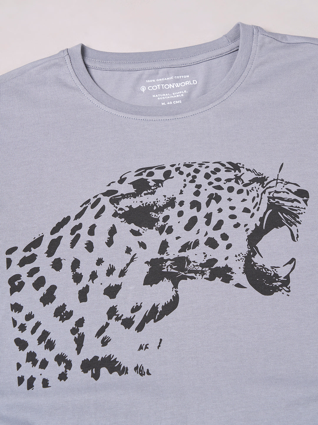 Men's Grey 100% Cotton Regular Fit Tshirt