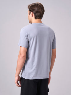 Men's 100% Cotton Regular Fit Half Sleeves Graphic T-shirt Grey