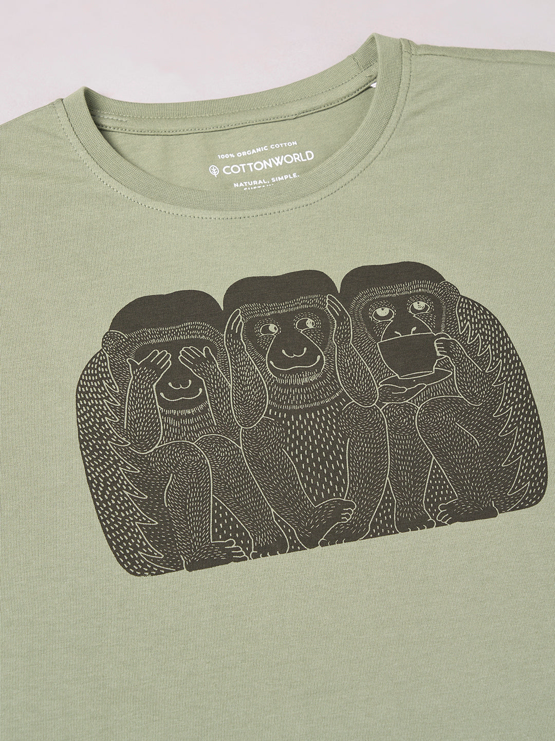 Men's Green 100% Cotton Regular Fit Tshirt