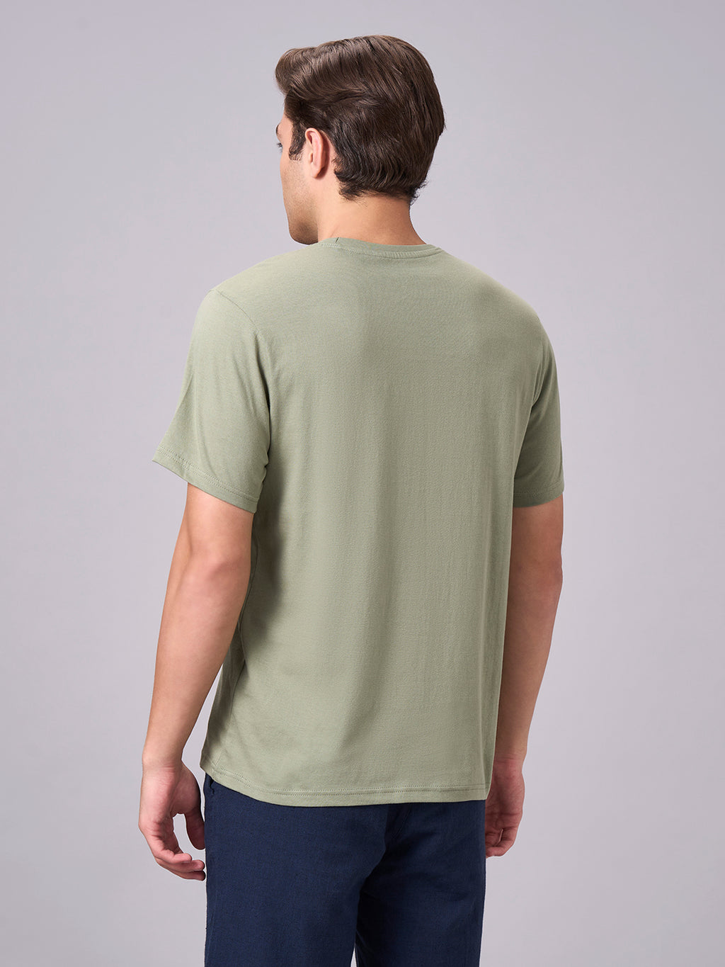 Men's Green 100% Cotton Regular Fit Tshirt