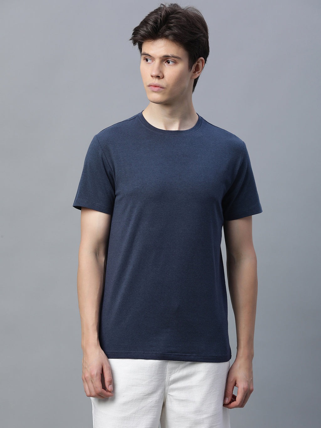 Men's Cotton Bamboo Elastane Regular Fit Tshirt Navy