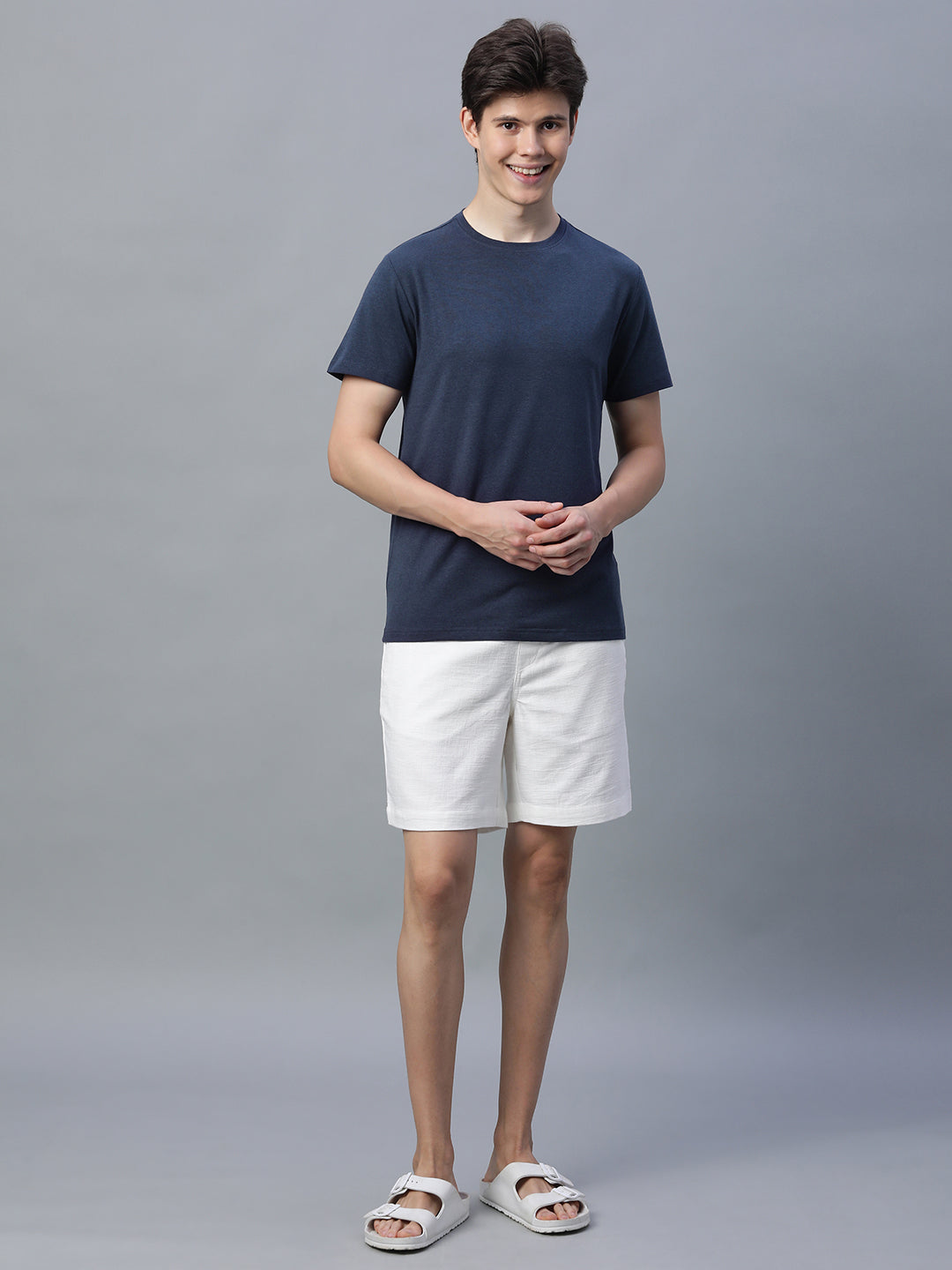 Men's Navy Cotton Bamboo Elastane Regular Fit Tshirt