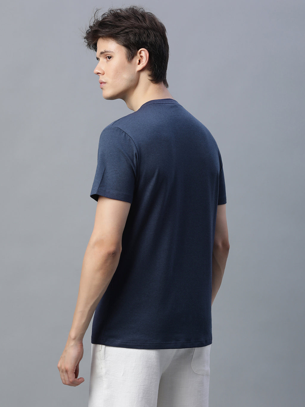 Men's Cotton Bamboo Elastane Regular Fit Tshirt Navy